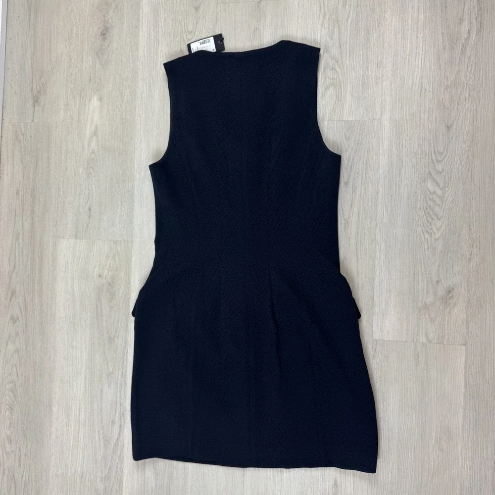 Rag & Bone Mariana Textured Button Front Mini Dress Size 8 Navy Wool Blend $498